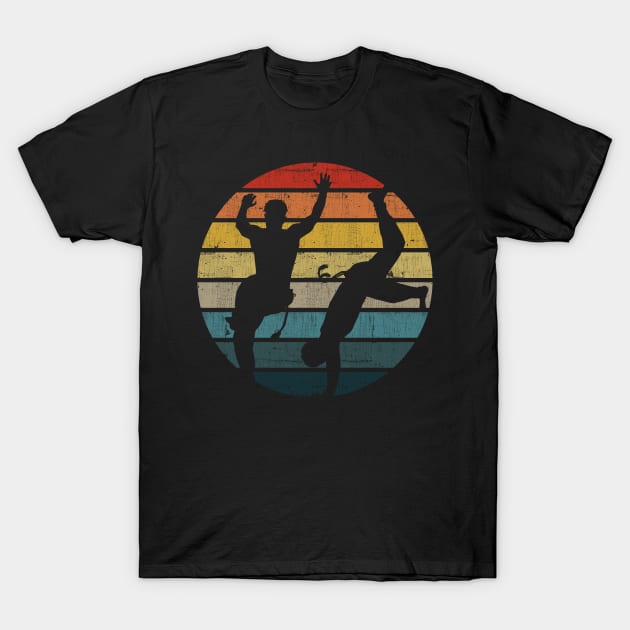 Capoeira Silhouette On A Distressed Retro Sunset design T-Shirt by theodoros20